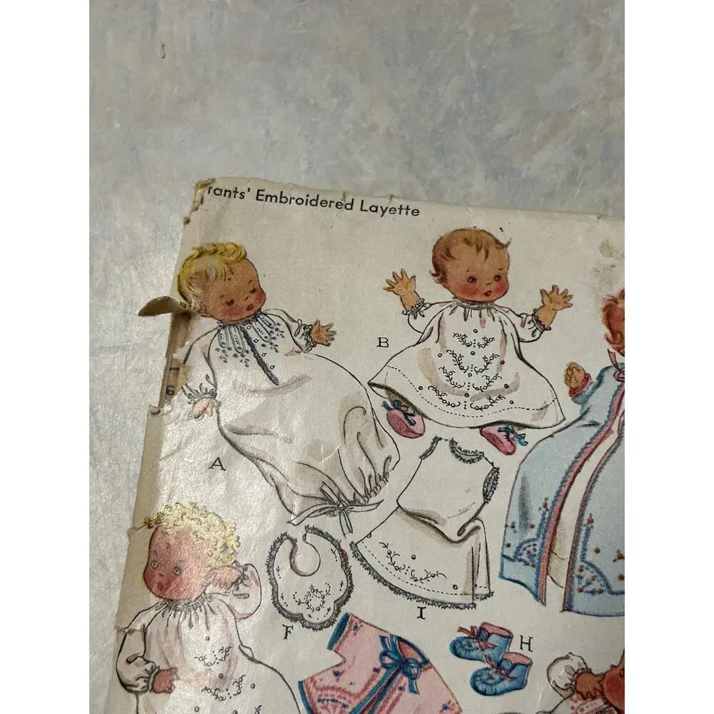 Vintage 1940's McCall Pattern #773 Baby Embroidered Layette‎ One Size
